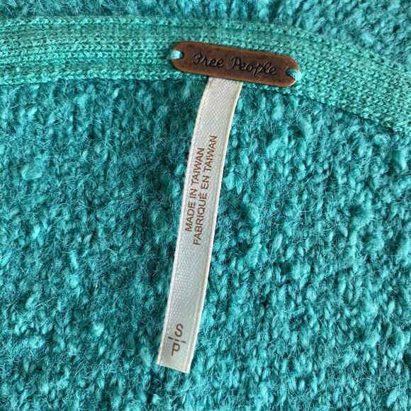 Free People Reverie V-Neck Sweater in Emerald Aura Sz S Cozy Boho Colorful - Picture 7 of 12